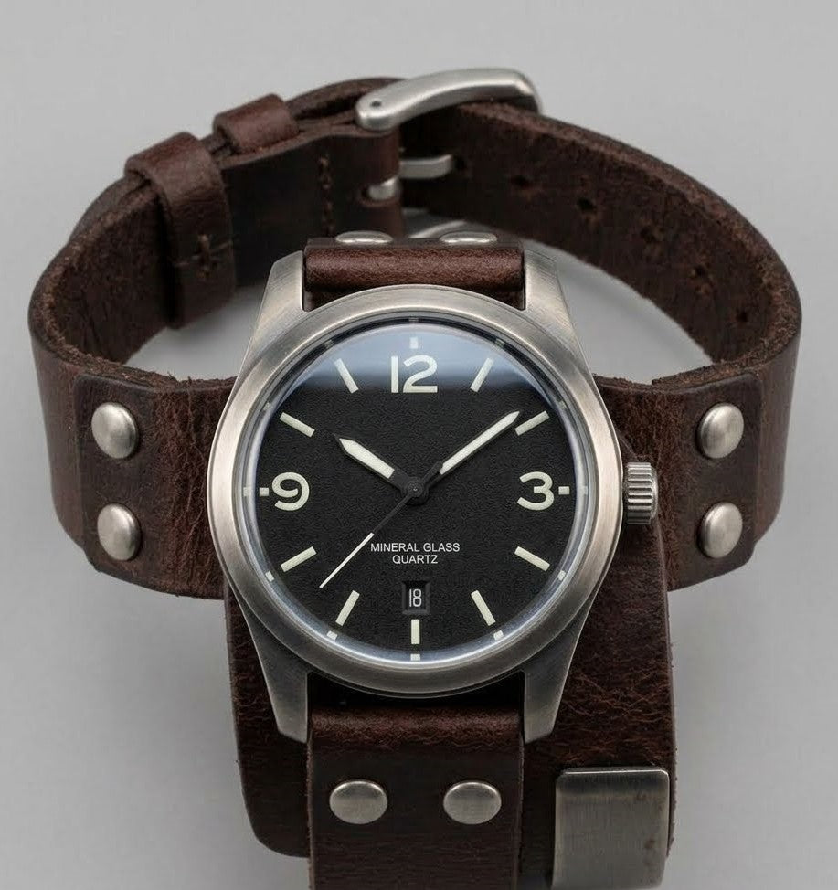 Leather Wrap Watch With Mineral Glass