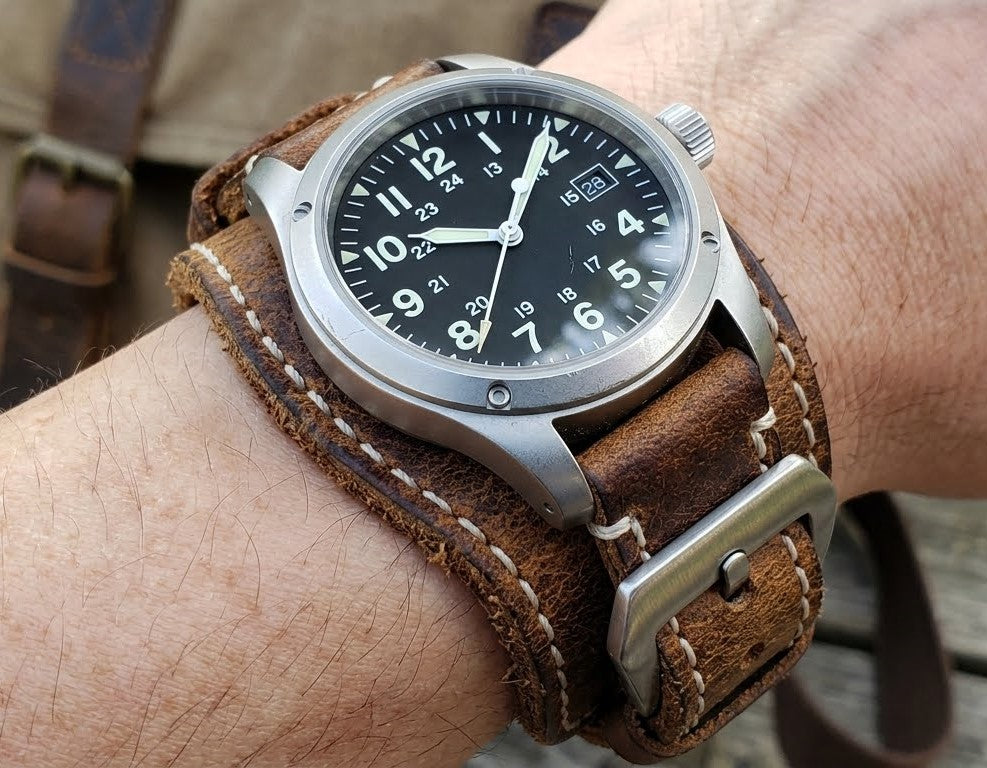 Leather Wrap Watch With Mineral Glass