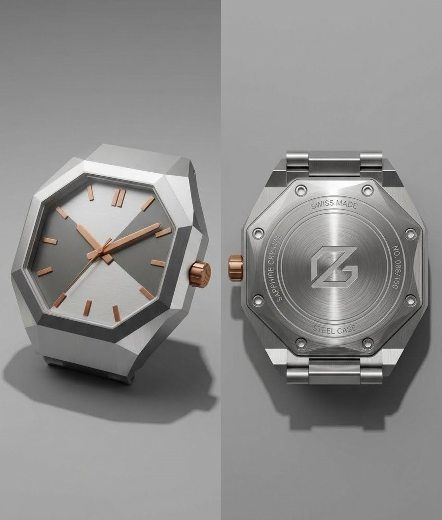 Geometric Stainless Steel Watch