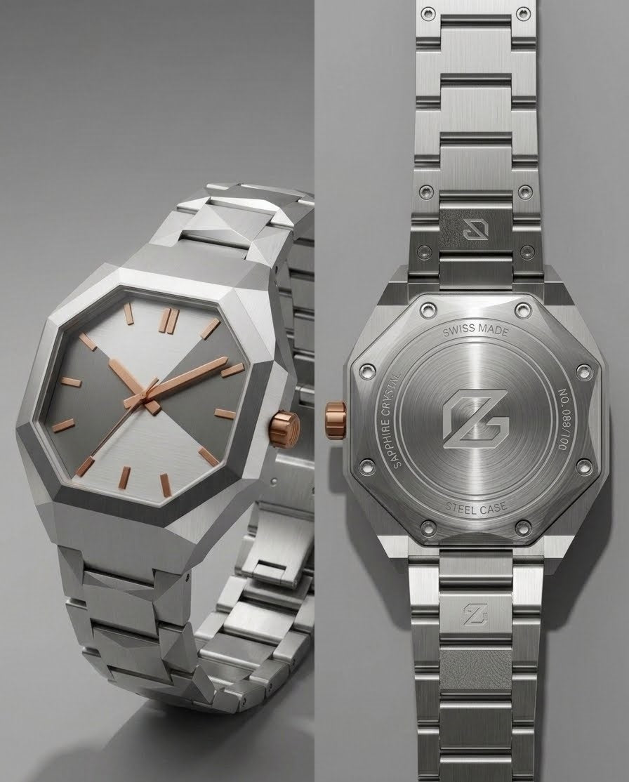 Geometric Stainless Steel Watch